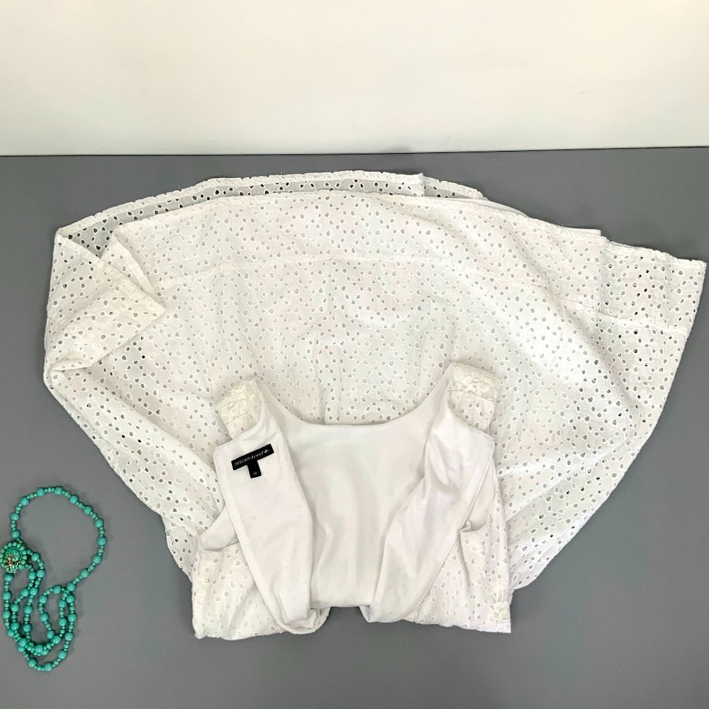 Chris McLaughlin White Eyelet & Lace Cotton Dress Cottagecore Artsy Sz 12 - Picture 16 of 16